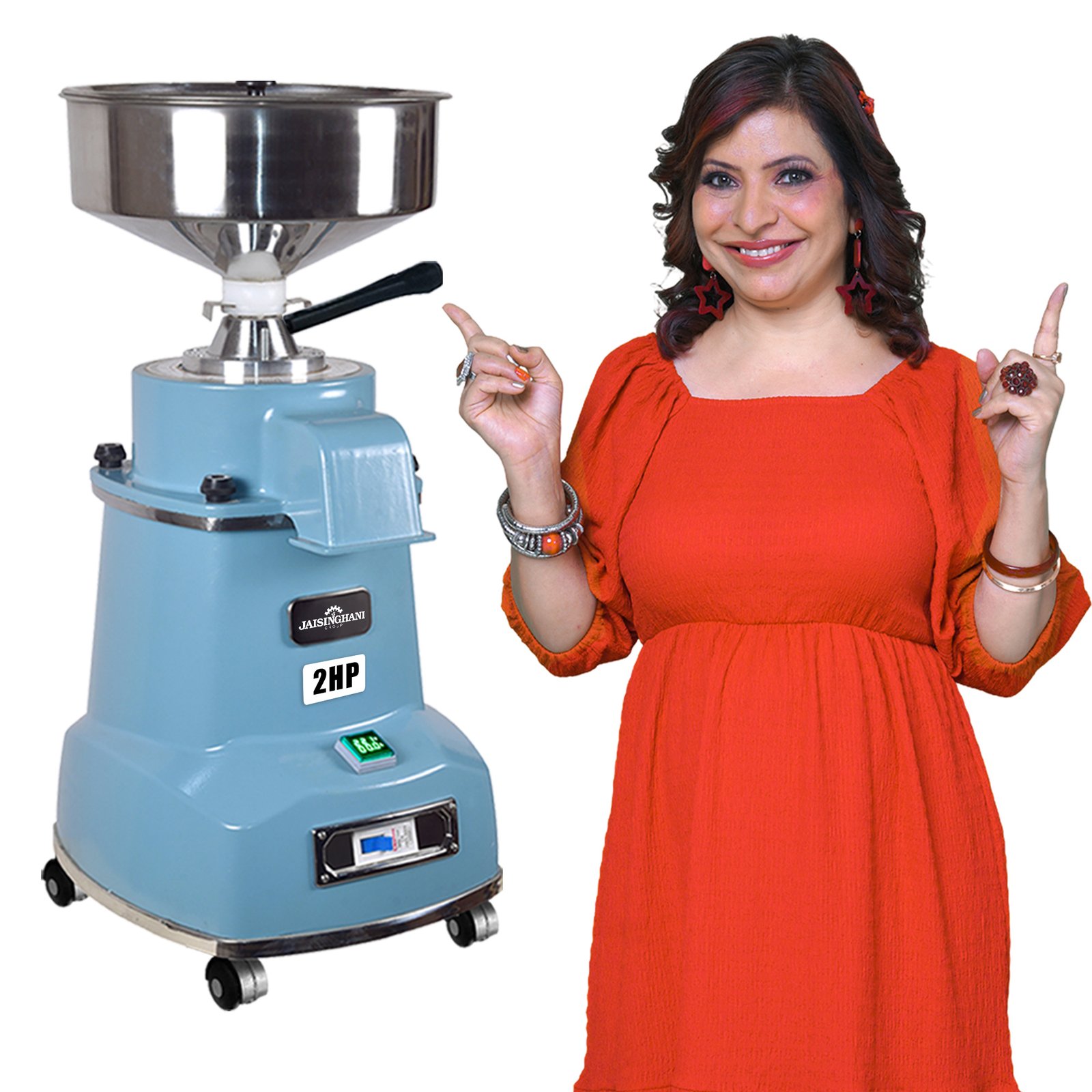 Jaisinghani Group 2 HP Stainless Steel Stone Atta Chakki | 8 - 11 Kg/Hour Grinding Capacity | Next-Gen Commercial Stone Flour Mill | Fresh Flour Atta Chakki Machine | Energy Saving